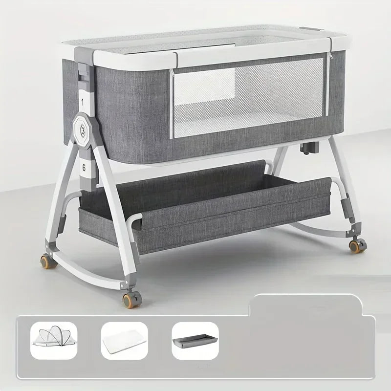 Children's Bed Multi Functional Baby Crib Foldable Height Adjustment Splicing Literas Infantiles Bedroom Children Furniture