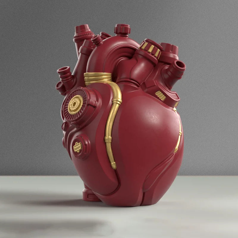 Home Decor Mechanical Heart Cardiac Vase Home Desktop Decoration Crafts Resin Home Flower Arrangement Decoration Ornaments