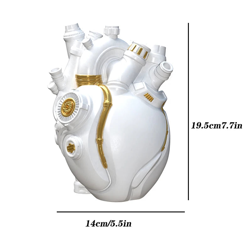 Home Decor Mechanical Heart Cardiac Vase Home Desktop Decoration Crafts Resin Home Flower Arrangement Decoration Ornaments