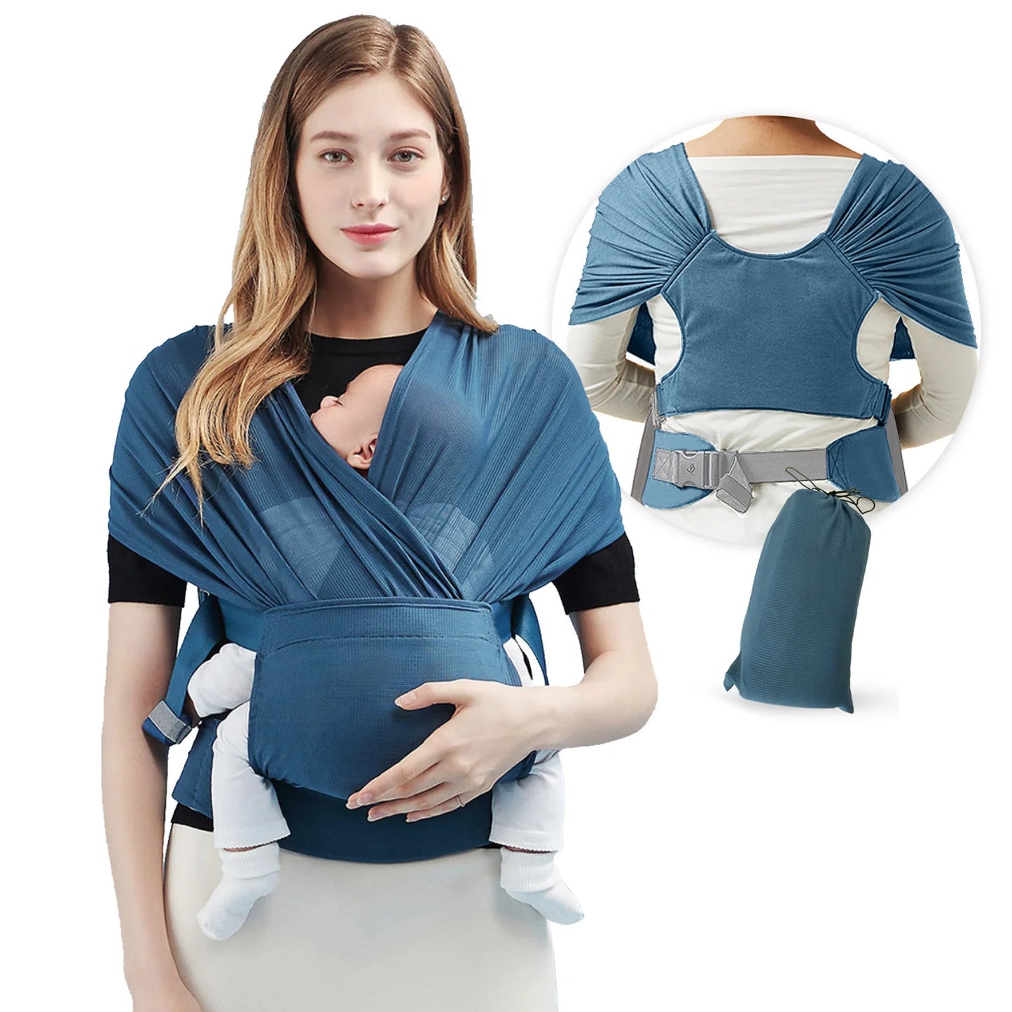 Newborn Baby Carrier Wrap Stretchy Adjustable 0-24 Month Front Facing Portable &Foldable Infant Carrier Belt Baby Swaddle Strap