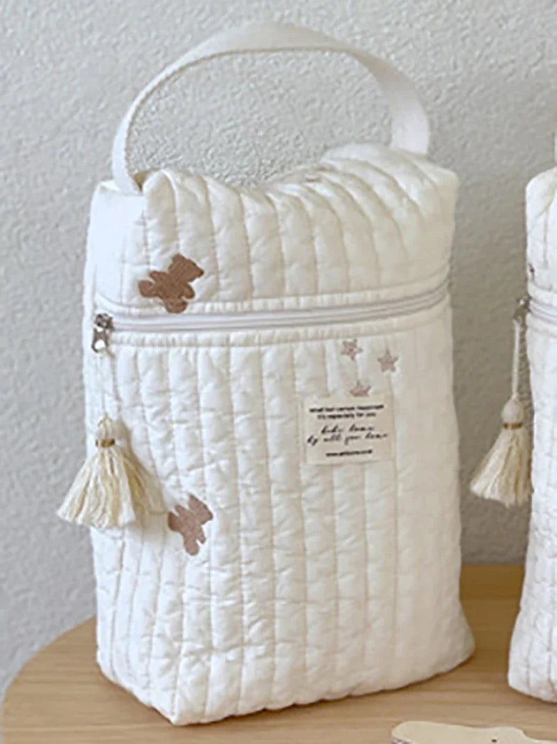 Embroidery Portable Nappy Mommy Bag Stroller Hanging Bag Zipper Diaper Wet Bag Baby Items Storage Bag