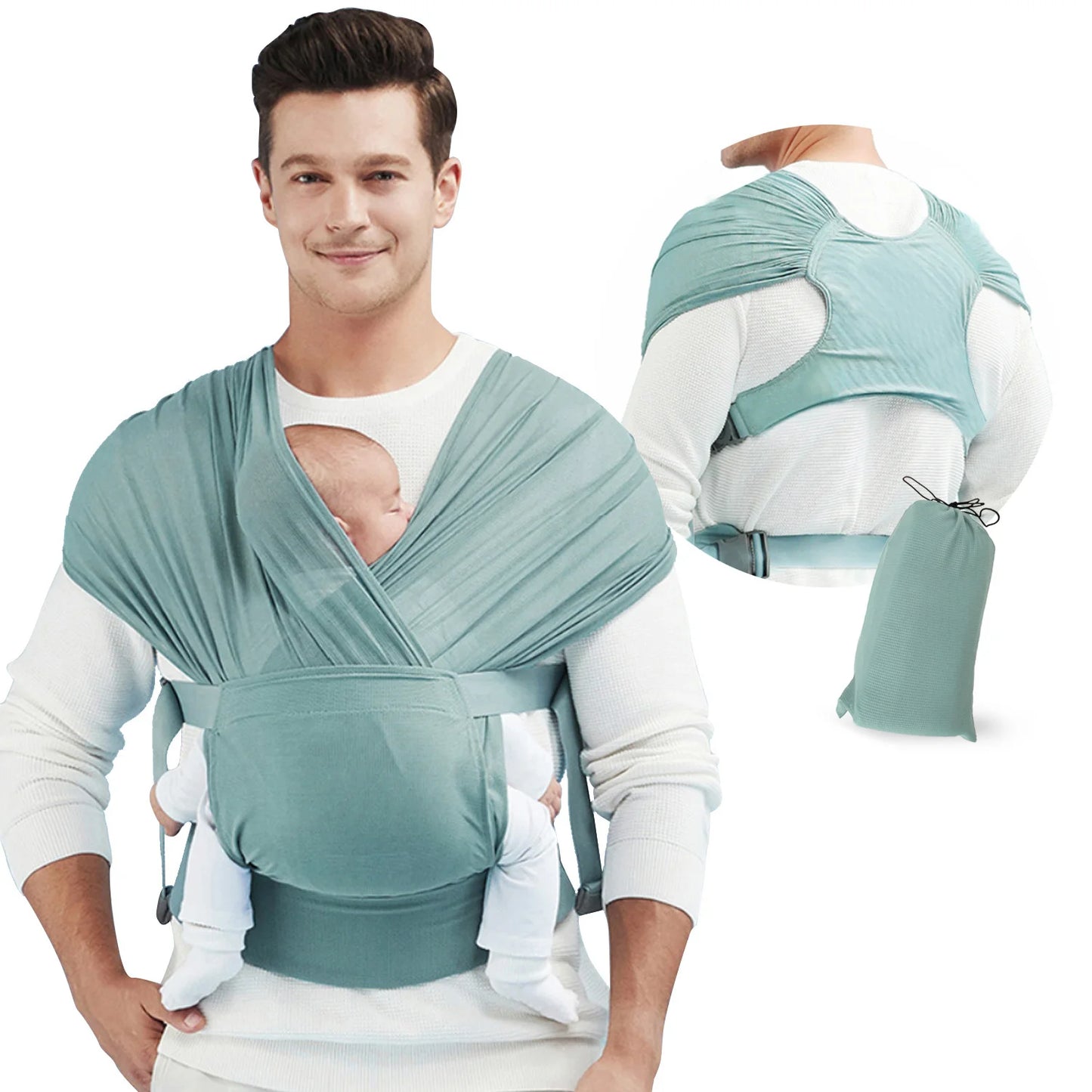 Newborn Baby Carrier Wrap Stretchy Adjustable 0-24 Month Front Facing Portable &Foldable Infant Carrier Belt Baby Swaddle Strap