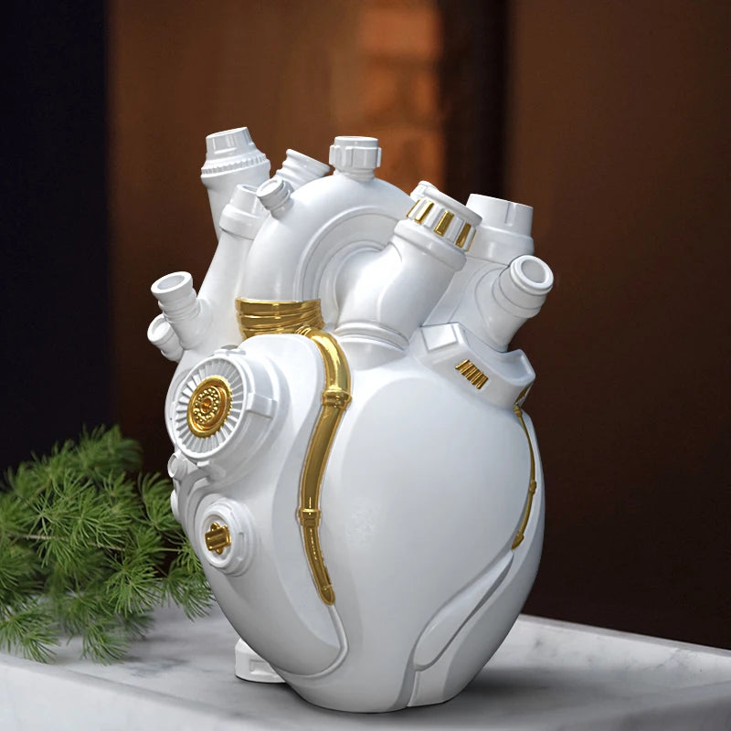 Home Decor Mechanical Heart Cardiac Vase Home Desktop Decoration Crafts Resin Home Flower Arrangement Decoration Ornaments