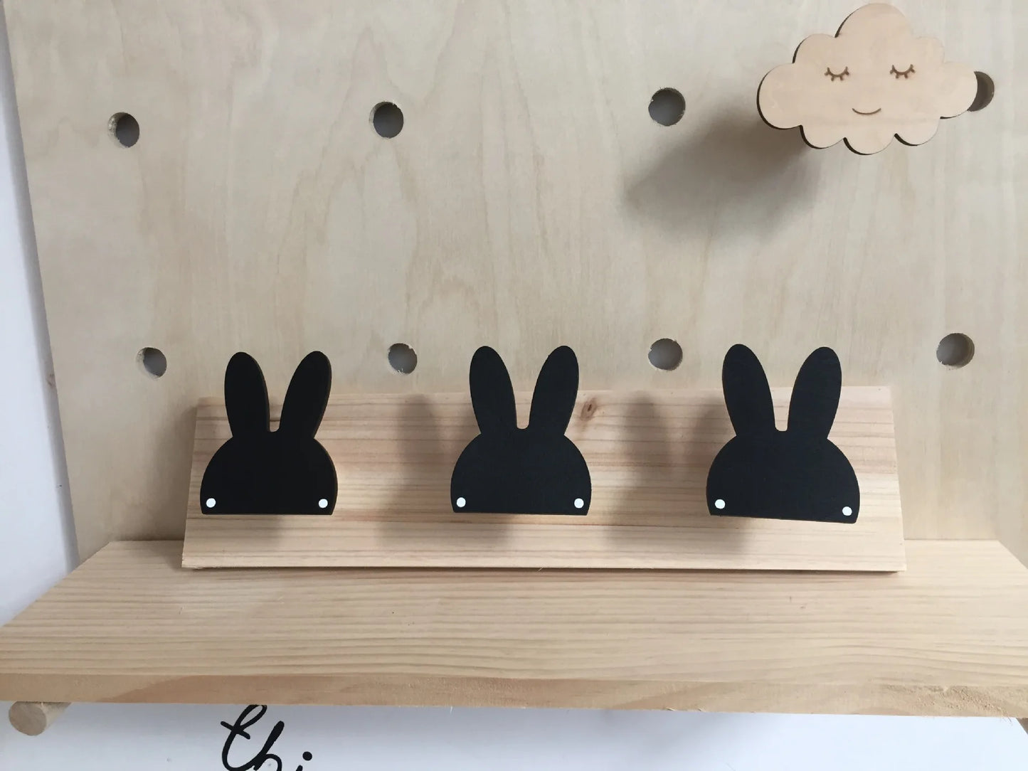Nordic Style Creative Home Hook Clothes Hanging Children Room Rabbit Solid Wood Storage Racks Bow Clapboard Home Decoration