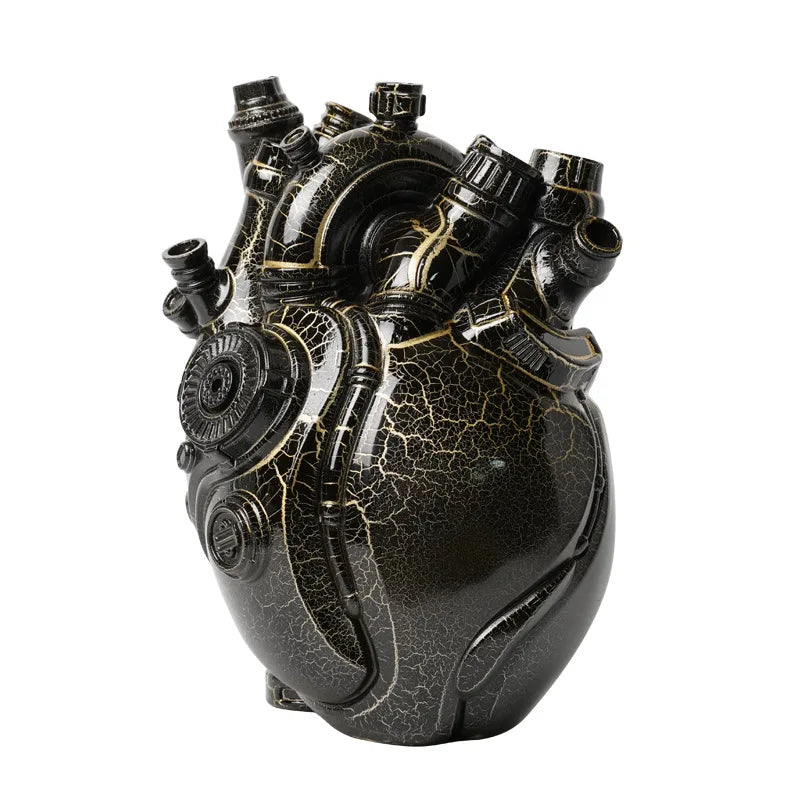 Home Decor Mechanical Heart Cardiac Vase Home Desktop Decoration Crafts Resin Home Flower Arrangement Decoration Ornaments