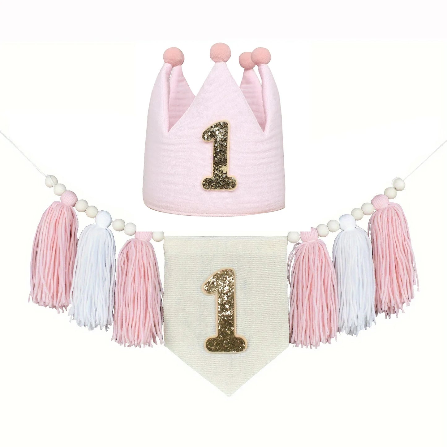 Bohemian Wooden Bead Tassel Banner 1Birthday Tassel Banner Daisy Theme Party Decoration Photo Props