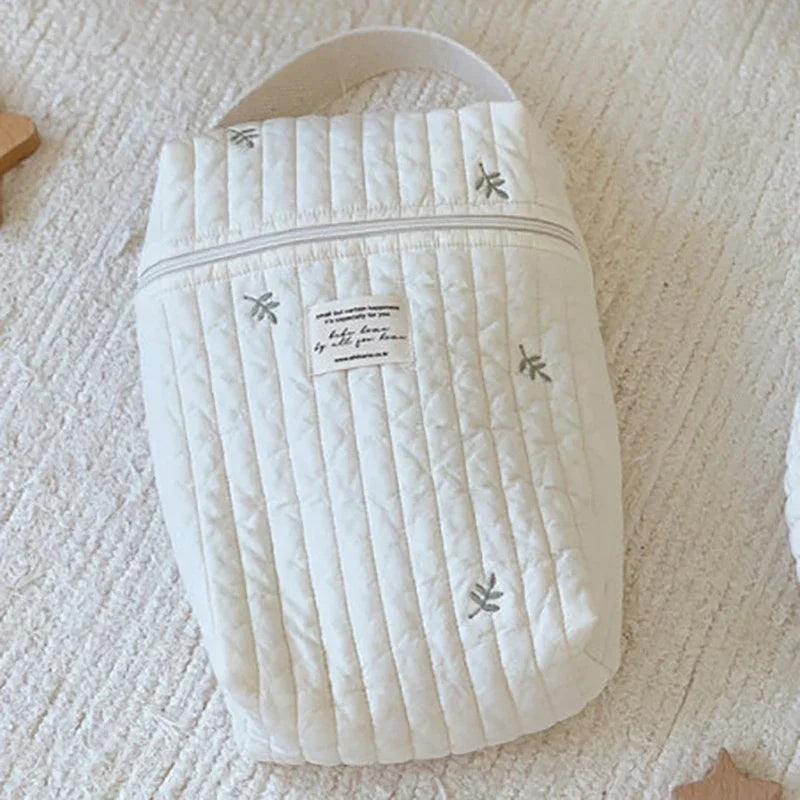 Embroidery Portable Nappy Mommy Bag Stroller Hanging Bag Zipper Diaper Wet Bag Baby Items Storage Bag