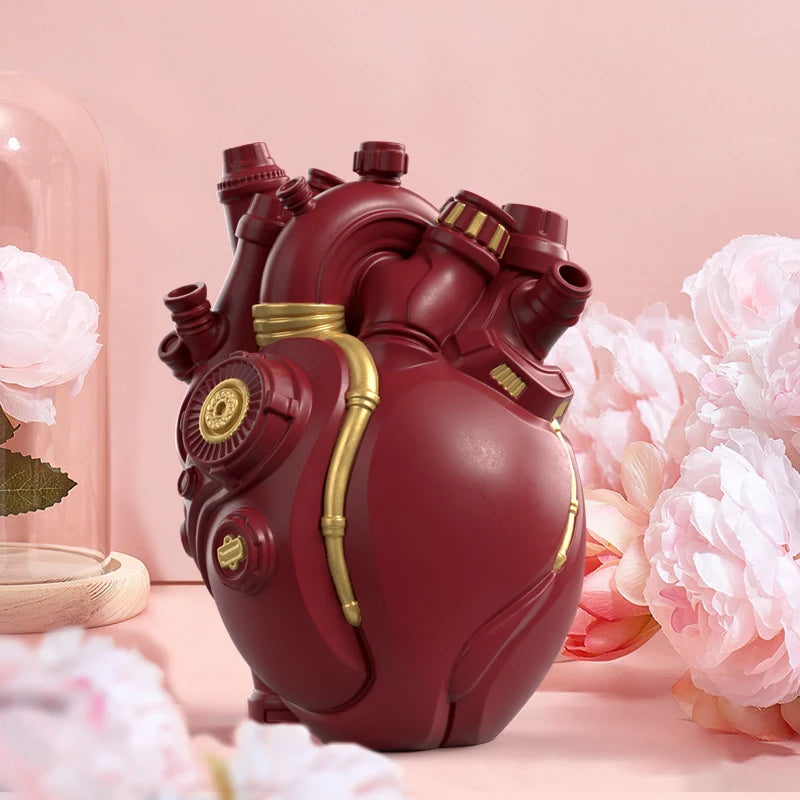 Home Decor Mechanical Heart Cardiac Vase Home Desktop Decoration Crafts Resin Home Flower Arrangement Decoration Ornaments