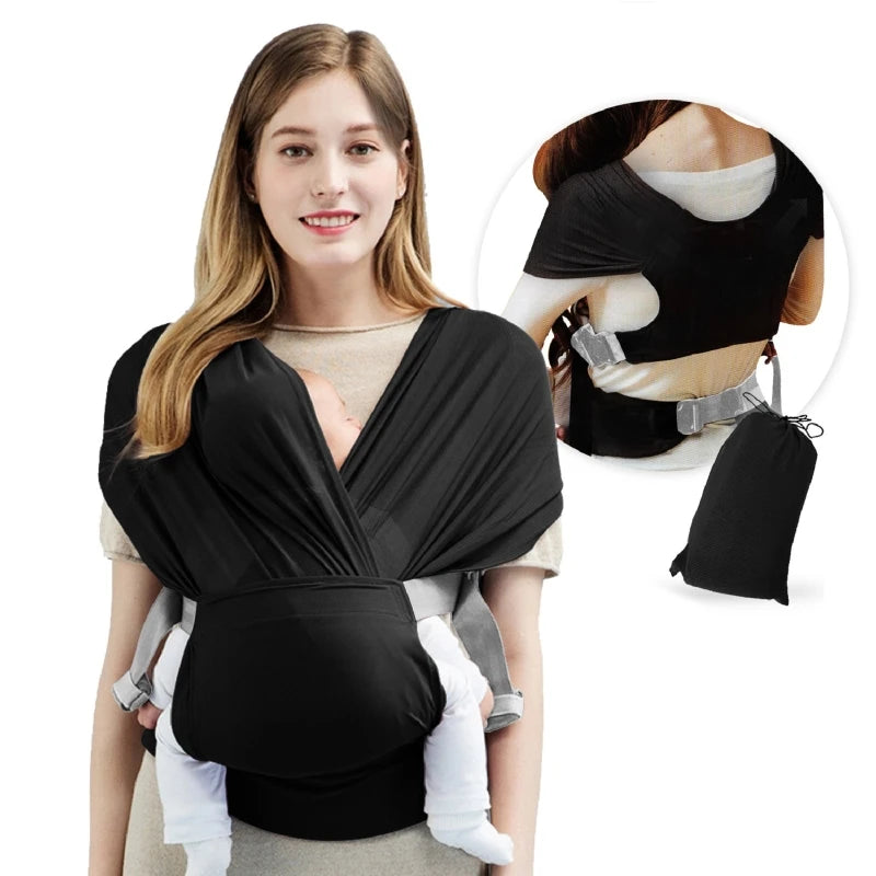 Newborn Baby Carrier Wrap Stretchy Adjustable 0-24 Month Front Facing Portable &Foldable Infant Carrier Belt Baby Swaddle Strap