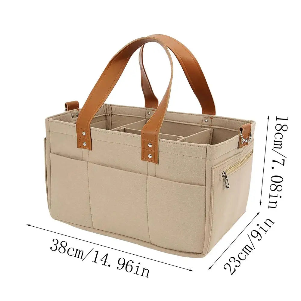 Diaper Organizer Felt Large Capacity Baby Travel Storage Bag Car And Nursery Organizer Travel Diaper Organizer Basket Diaper