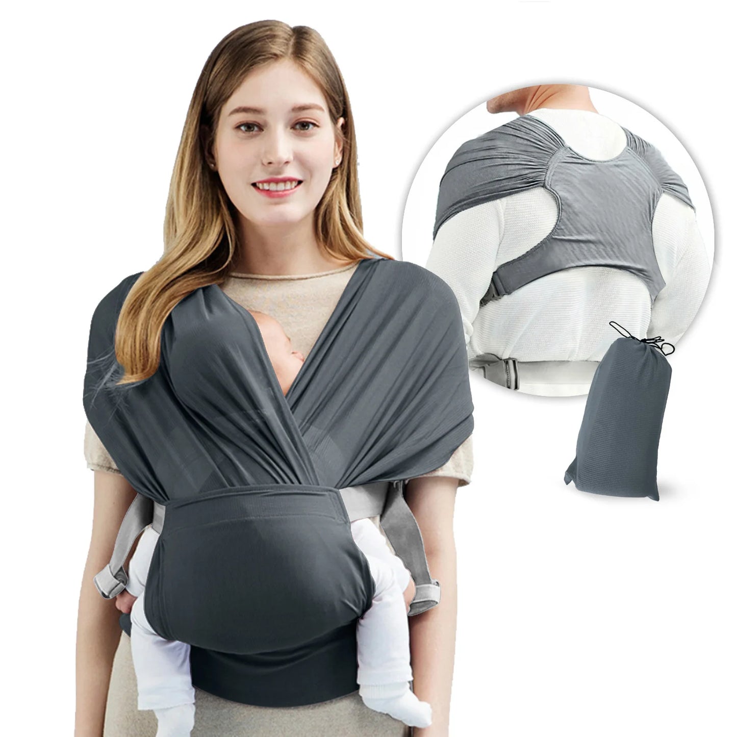 Newborn Baby Carrier Wrap Stretchy Adjustable 0-24 Month Front Facing Portable &Foldable Infant Carrier Belt Baby Swaddle Strap