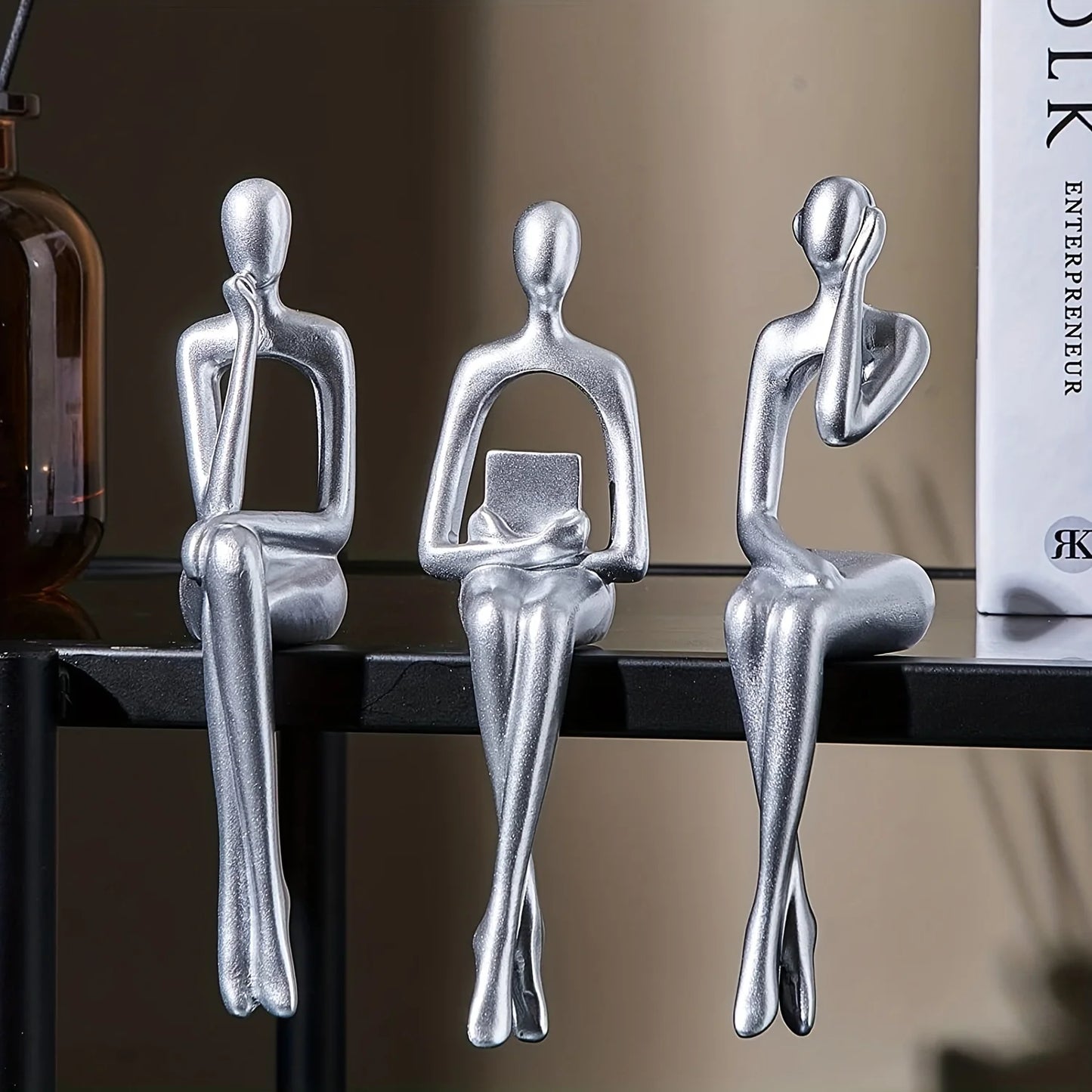 1set,Modern shelf decoration is suitable for home office, living room desktop, philosopher resin statue home decoration