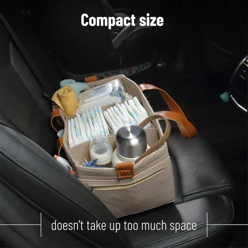 Diaper Organizer Felt Large Capacity Baby Travel Storage Bag Car And Nursery Organizer Travel Diaper Organizer Basket Diaper