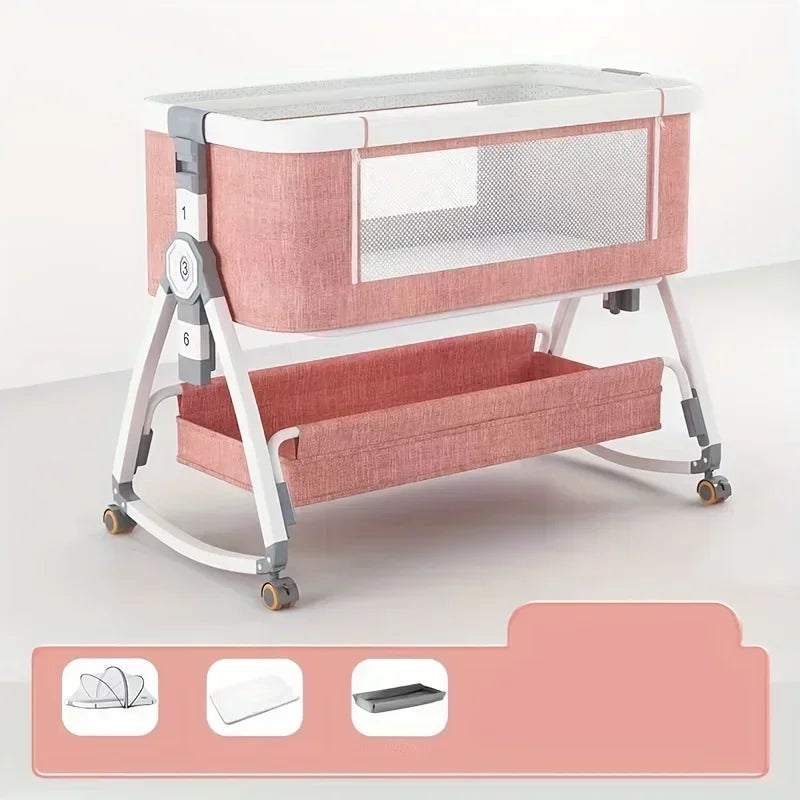 Children's Bed Multi Functional Baby Crib Foldable Height Adjustment Splicing Literas Infantiles Bedroom Children Furniture
