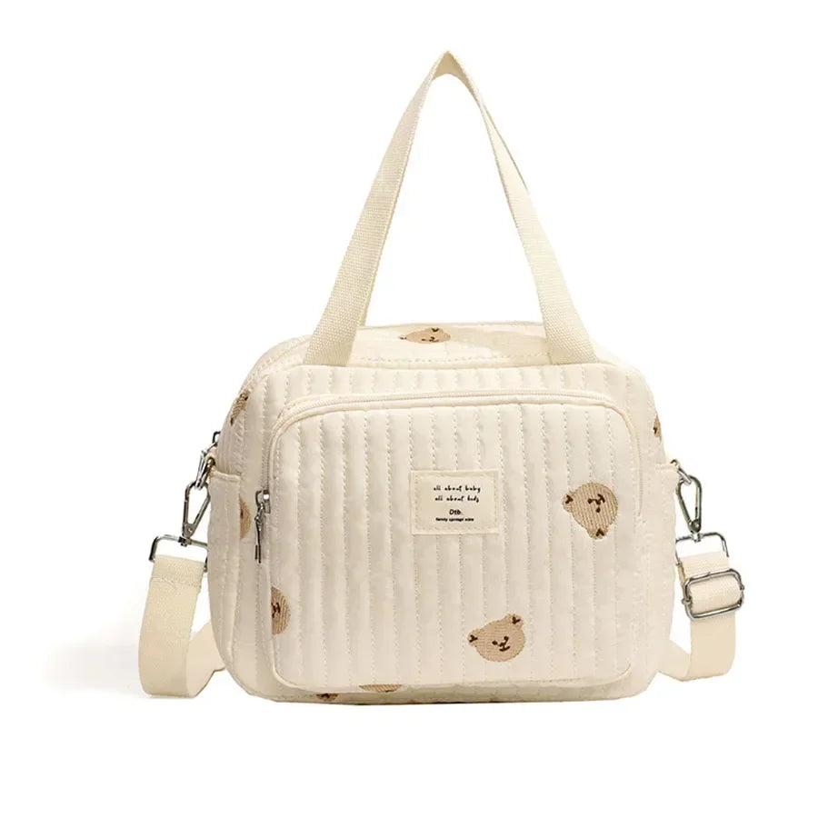 Mommy Bag Cute Embroidered Fashion Mom Handbag Baby Diaper Storage Bags Portable Large Capacity Stroller Organizer Hanging Bag