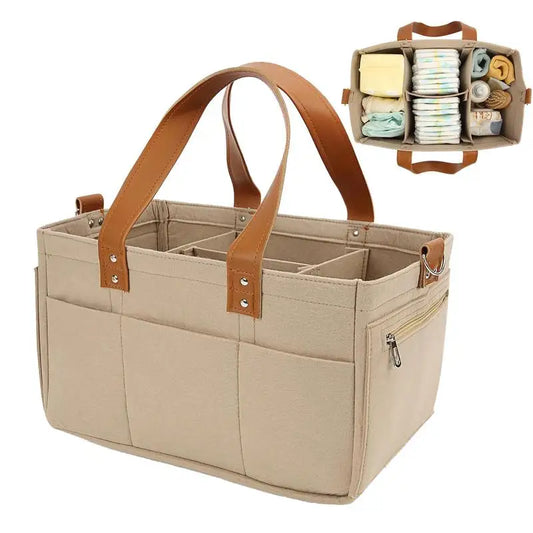 Diaper Organizer Felt Large Capacity Baby Travel Storage Bag Car And Nursery Organizer Travel Diaper Organizer Basket Diaper