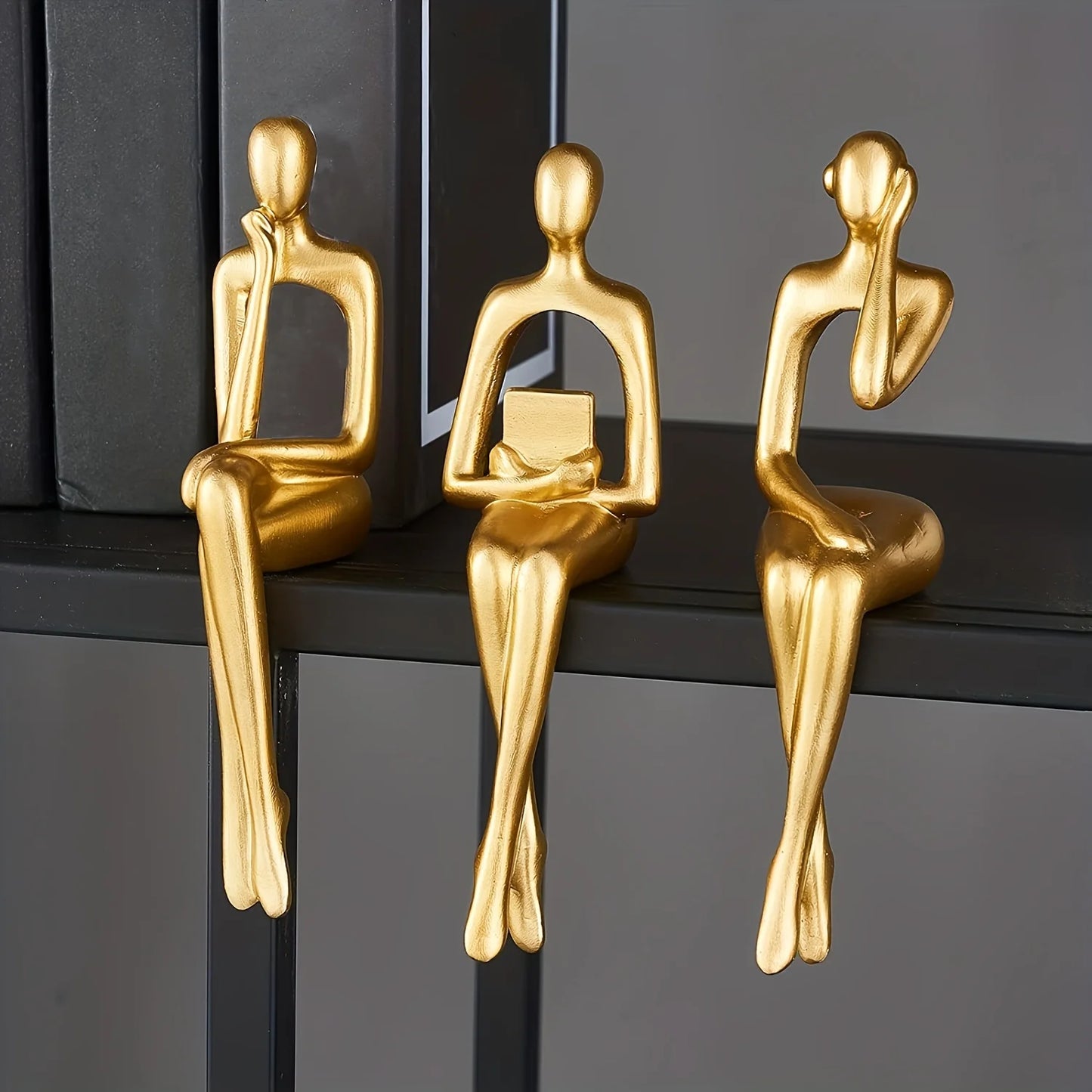 1set,Modern shelf decoration is suitable for home office, living room desktop, philosopher resin statue home decoration