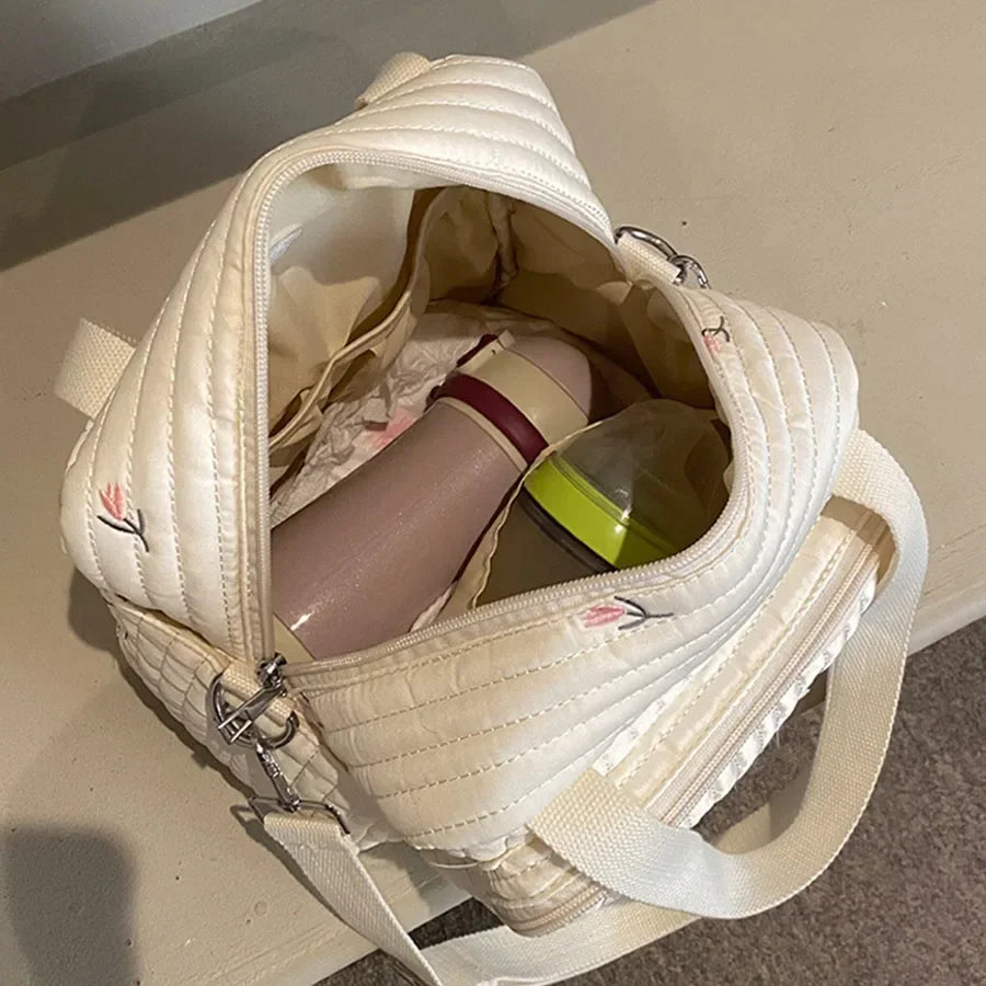 Mommy Bag Cute Embroidered Fashion Mom Handbag Baby Diaper Storage Bags Portable Large Capacity Stroller Organizer Hanging Bag
