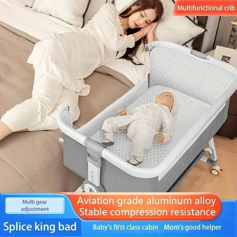 Children's Bed Multi Functional Baby Crib Foldable Height Adjustment Splicing Literas Infantiles Bedroom Children Furniture
