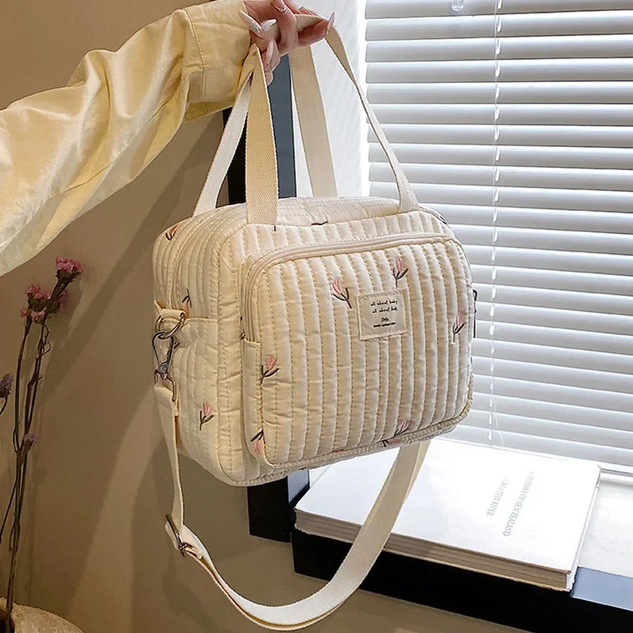 Mommy Bag Cute Embroidered Fashion Mom Handbag Baby Diaper Storage Bags Portable Large Capacity Stroller Organizer Hanging Bag