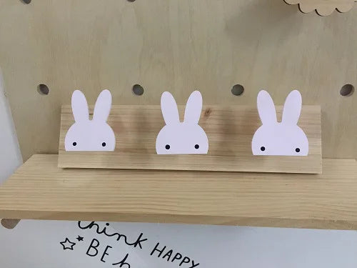 Nordic Style Creative Home Hook Clothes Hanging Children Room Rabbit Solid Wood Storage Racks Bow Clapboard Home Decoration