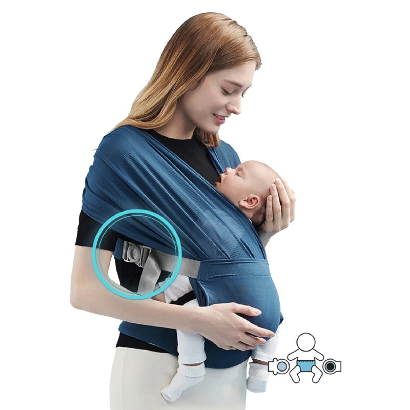 Newborn Baby Carrier Wrap Stretchy Adjustable 0-24 Month Front Facing Portable &Foldable Infant Carrier Belt Baby Swaddle Strap