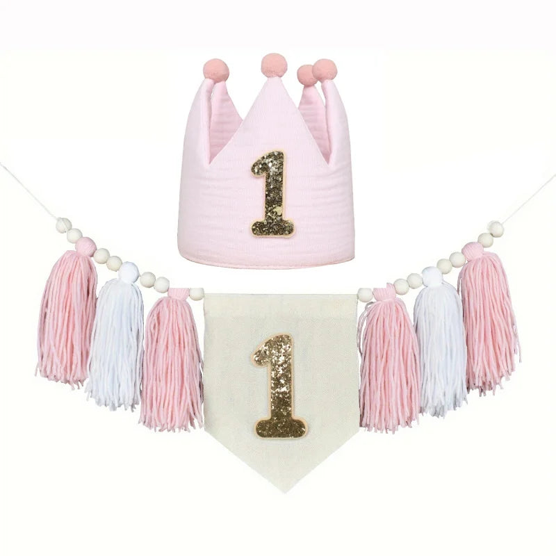 Bohemian Wooden Bead Tassel Banner 1Birthday Tassel Banner Daisy Theme Party Decoration Photo Props